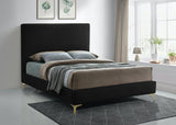 Meridian Furniture - Geri Velvet Queen Bed In Black - Geriblack-Q