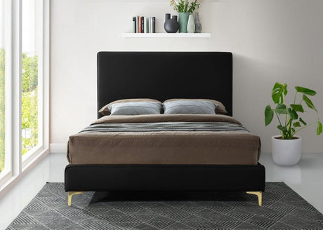 Meridian Furniture - Geri Velvet Queen Bed In Black - Geriblack-Q