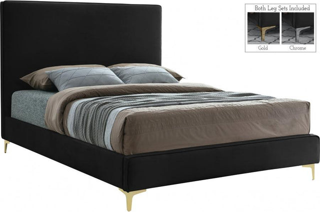 Meridian Furniture - Geri Velvet Queen Bed In Black - Geriblack-Q