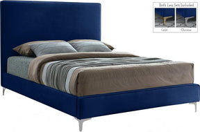 Geri Velvet King Bed In Navy - Gerinavy-K | Meridian