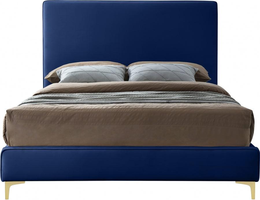 Meridian Furniture - Geri Velvet King Bed In Navy - Gerinavy-K