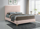 Meridian Furniture - Geri Velvet Queen Bed In Pink - Geripink-Q