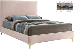 Geri Velvet Queen Bed In Pink - Geripink-Q | Meridian