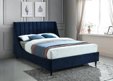 Meridian Furniture - Eva Velvet King Bed In Navy - Evanavy-K