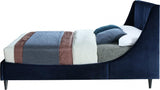 Meridian Furniture - Eva Velvet King Bed In Navy - Evanavy-K