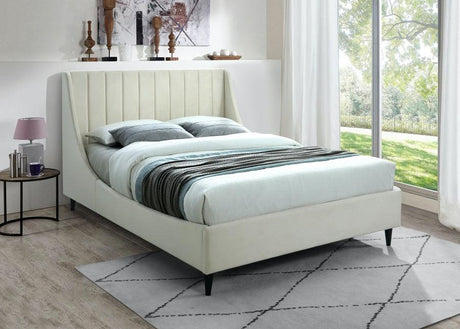 Meridian Furniture - Eva Velvet King Bed In Cream - Evacream-K