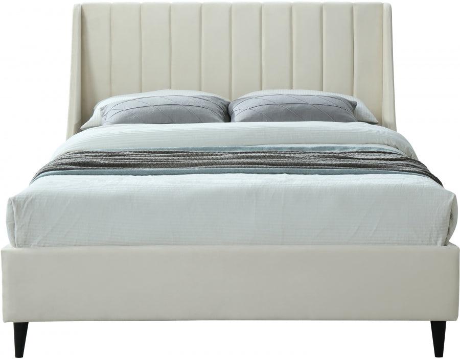 Meridian Furniture - Eva Velvet King Bed In Cream - Evacream-K