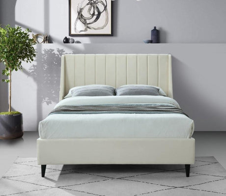 Meridian Furniture - Eva Velvet King Bed In Cream - Evacream-K