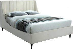 Eva Velvet King Bed In Cream - Evacream-K | Meridian