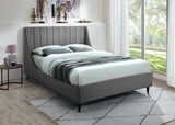 Meridian Furniture - Eva Velvet King Bed In Grey - Evagrey-K