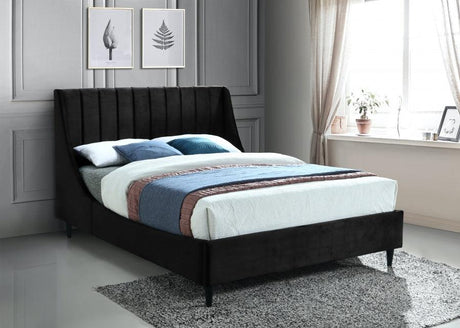 Meridian Furniture - Eva Velvet Queen Bed In Black - Evablack-Q