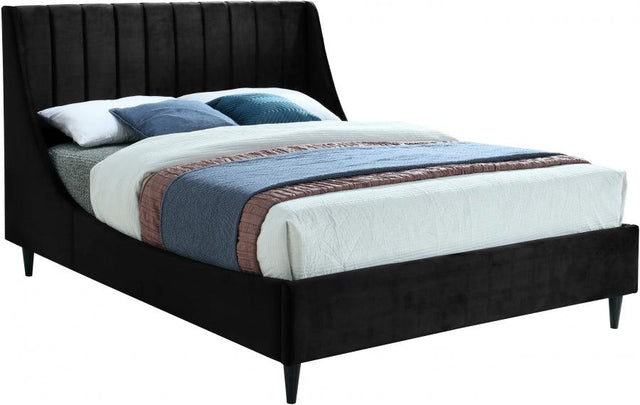 Meridian Furniture - Eva Velvet Queen Bed In Black - Evablack-Q