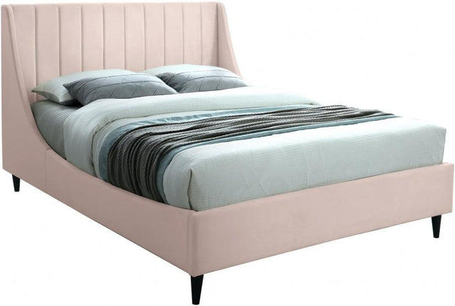 Meridian Furniture - Eva Velvet Queen Bed In Pink - Evapink-Q