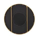 31.5x1x31.5" Round Carter Wooden Mirror with Gold Iron Frame Neutral Colorway Wall Decor for Live space - Home Elegance USA