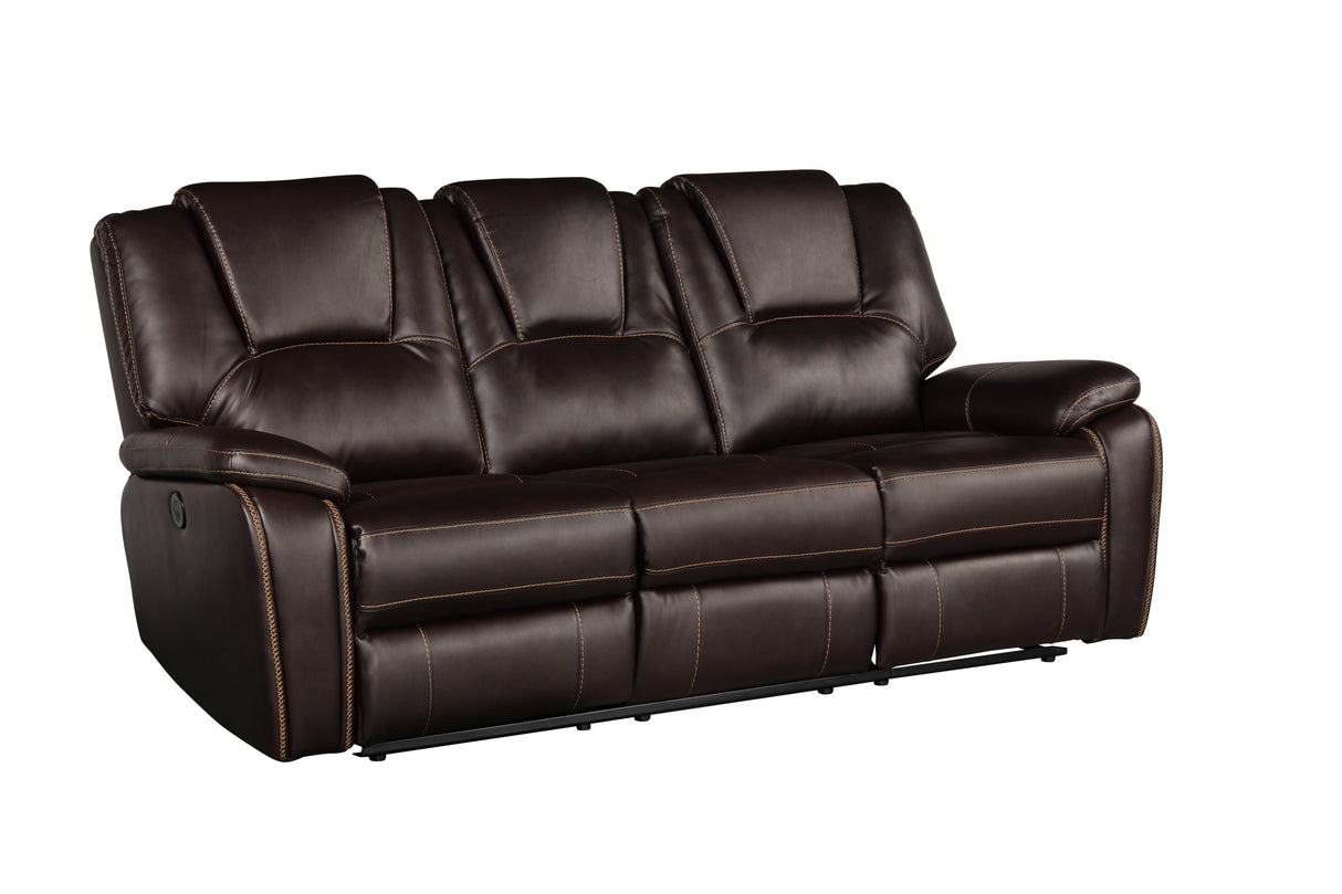 Hong Kong Power Reclining Loveseat made with Faux Leather in Brown Home Elegance USA