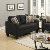 Living Room Furniture 2pc Sofa Set Black Polyfiber Sofa And Loveseat w pillows Cushion Couch Home Elegance USA