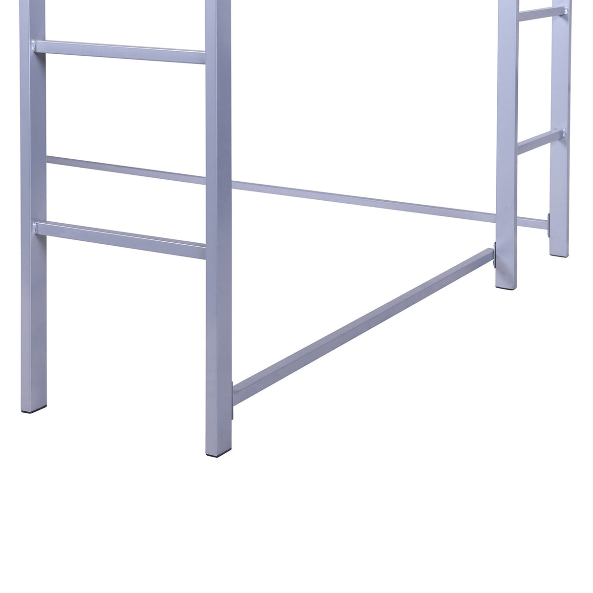 Full Size Metal Loft Bed with 2 Shelves and one Desk ,Silver (Old SKU: LP000091AAN )