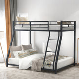Metal Floor Bunk Bed, Twin over Full,Black(OLD SKU:MF193244AAB) - Home Elegance USA