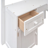 Twin size Loft Bed with Drawers, Cabinet, Shelves and Desk, Wooden Loft Bed with Desk - White(OLD SKU :LT000505AAK) - Home Elegance USA