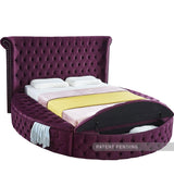 Meridian Furniture - Luxus Velvet Queen Bed In Purple - Luxuspurple-Q