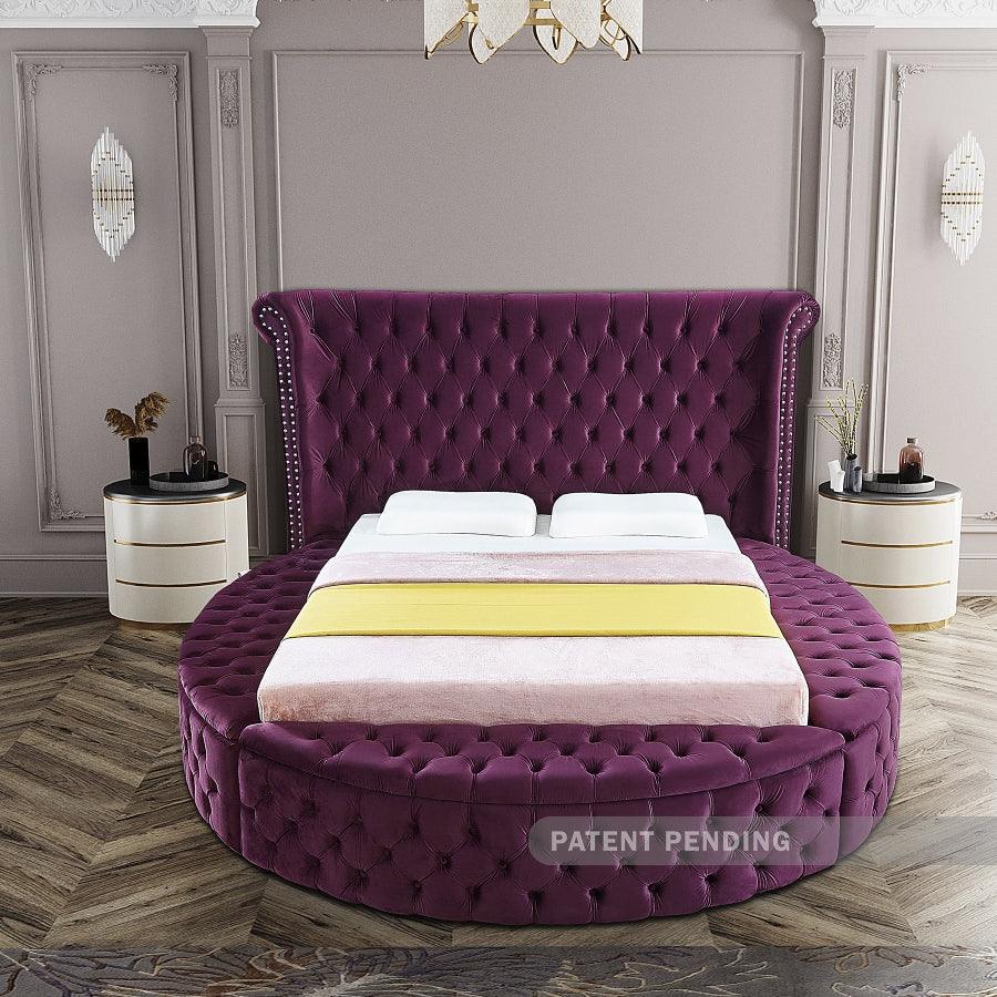 Meridian Furniture - Luxus Velvet Queen Bed In Purple - Luxuspurple-Q