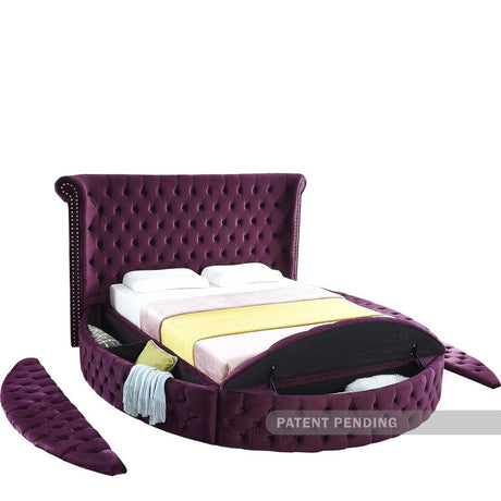 Meridian Furniture - Luxus Velvet Queen Bed In Purple - Luxuspurple-Q