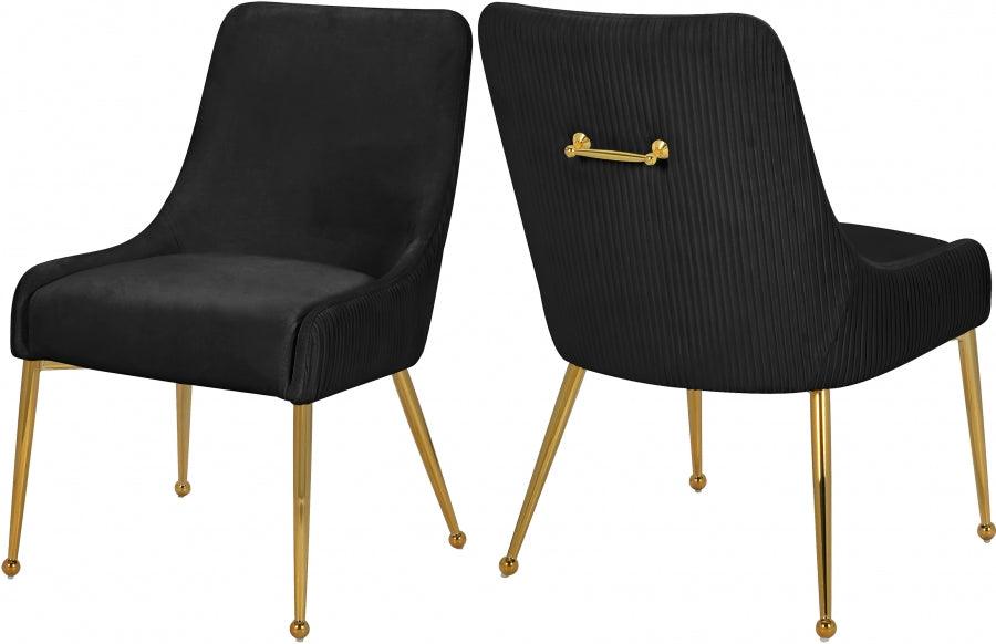 Ace Velvet Dining Chair Set Of 2 In Black - 855Black | Meridian | Home Elegance USA