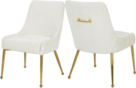 Meridian Furniture - Ace Velvet Dining Chair Set Of 2 In Cream - 855Cream