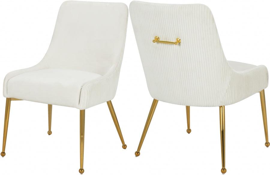 Ace Velvet Dining Chair Set Of 2 In Cream - 855Cream | Meridian | Home Elegance USA