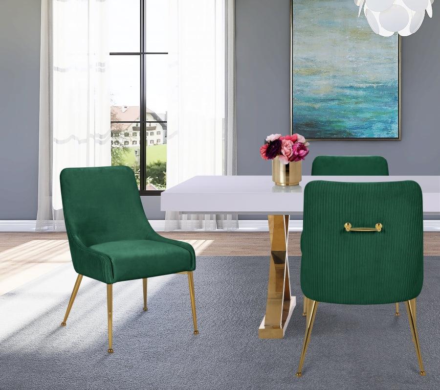 Ace Velvet Dining Chair Set Of 2 In Green - 855Green | Meridian | Home Elegance USA