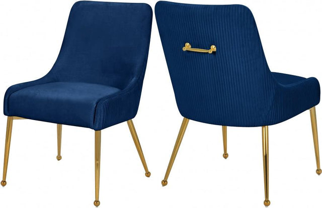 Ace Velvet Dining Chair Set Of 2 In Navy - 855Navy | Meridian | Home Elegance USA