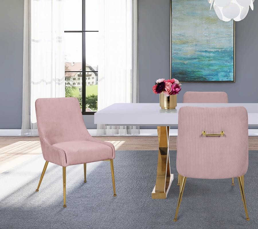 Ace Velvet Dining Chair Set Of 2 In Pink - 855Pink | Meridian | Home Elegance USA