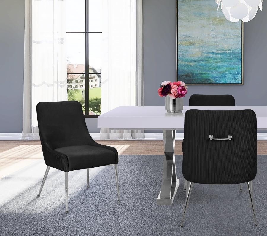 Ace Velvet Dining Chair Set Of 2 In Black - 856Black | Meridian | Home Elegance USA