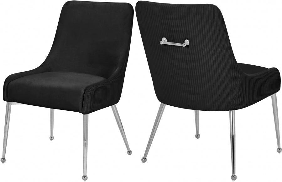 Ace Velvet Dining Chair Set Of 2 In Black - 856Black | Meridian | Home Elegance USA