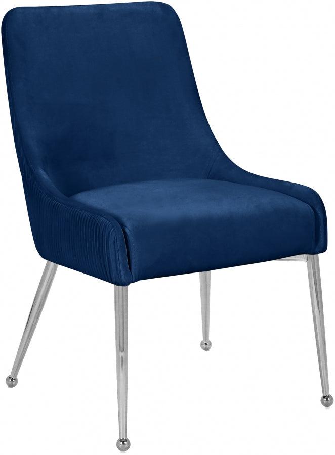 Ace Velvet Dining Chair Set Of 2 In Navy - 856Navy | Meridian | Home Elegance USA