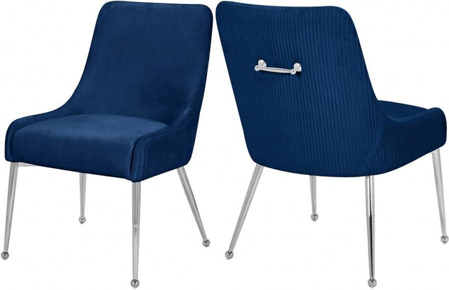 Ace Velvet Dining Chair Set Of 2 In Navy - 856Navy | Meridian | Home Elegance USA