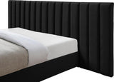 Meridian Furniture - Pablo Velvet Queen Bed In Black - Pabloblack-Q