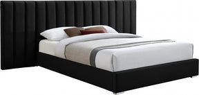 Pablo Velvet Queen Bed In Black - Pabloblack-Q | Meridian