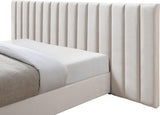 Meridian Furniture - Pablo Velvet King Bed In Cream - Pablocream-K