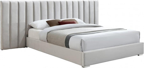 Meridian Furniture - Pablo Velvet King Bed In Cream - Pablocream-K