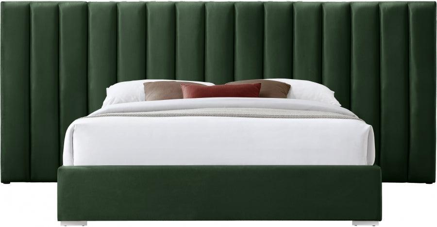 Meridian Furniture - Pablo Velvet King Bed In Green - Pablogreen-K