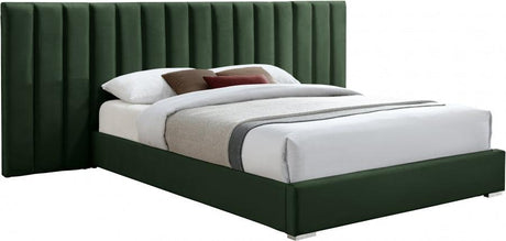 Meridian Furniture - Pablo Velvet Queen Bed In Green - Pablogreen-Q