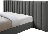 Meridian Furniture - Pablo Velvet King Bed In Grey - Pablogrey-K