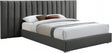 Pablo Velvet Queen Bed In Grey - Pablogrey-Q | Meridian