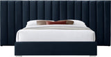 Meridian Furniture - Pablo Velvet Queen Bed In Navy - Pablonavy-Q