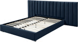 Meridian Furniture - Pablo Velvet King Bed In Navy - Pablonavy-K