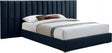 Pablo Velvet Queen Bed In Navy - Pablonavy-Q | Meridian