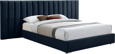 Meridian Furniture - Pablo Velvet King Bed In Navy - Pablonavy-K