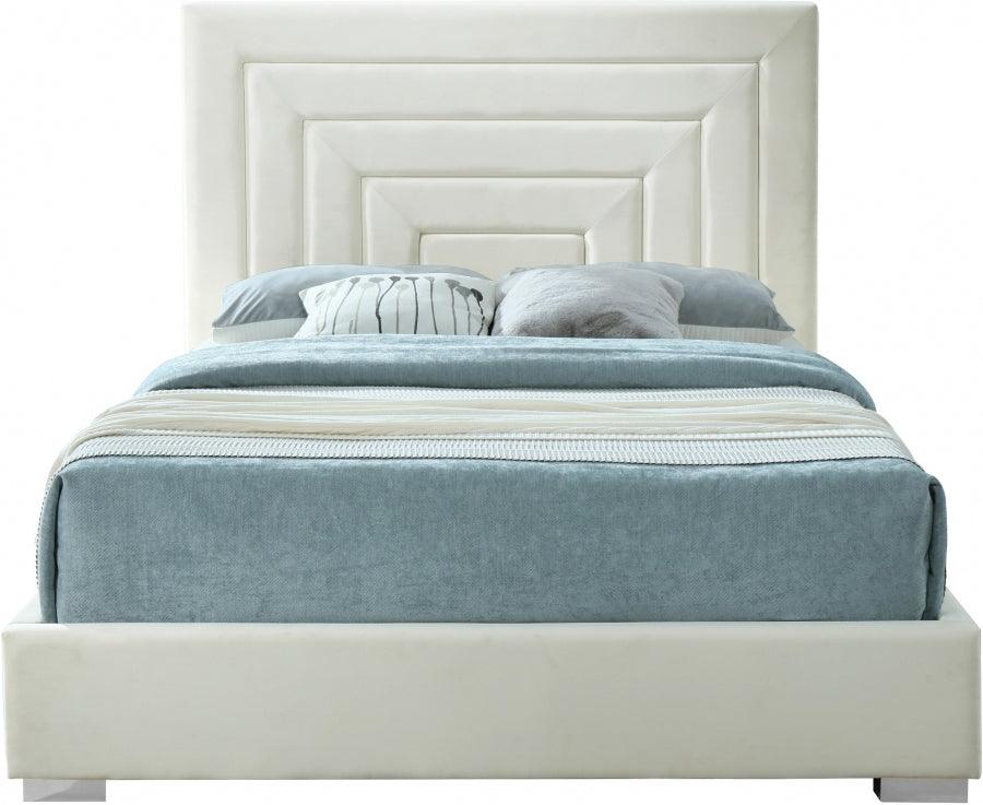 Meridian Furniture - Nora Velvet King Bed In Cream - Noracream-K