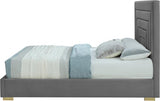 Meridian Furniture - Nora Velvet Queen Bed In Grey - Noragrey-Q